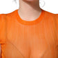 Orange See Through Crew Neck Blouse Tank Top