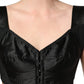 Black Satin Nylon Corset Sleeveless Cropped Top