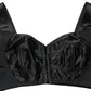 Black Satin Nylon Corset Sleeveless Cropped Top