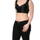 Black Satin Nylon Corset Sleeveless Cropped Top