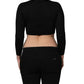 Black Graphic Print Long-Sleeved Top