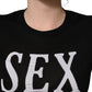 Black Graphic Print Long-Sleeved Top