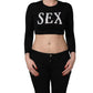 Black Graphic Print Long-Sleeved Top