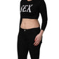 Black Graphic Print Long-Sleeved Top