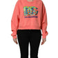 Pink Graphic Crew Neck Cropped Sweatshirt Sweater