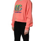 Pink Graphic Crew Neck Cropped Sweatshirt Sweater