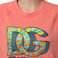 Pink Graphic Crew Neck Cropped Sweatshirt Sweater