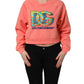 Pink Graphic Crew Neck Cropped Sweatshirt Sweater