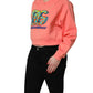 Pink Graphic Crew Neck Cropped Sweatshirt Sweater