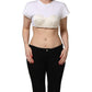 White Bustier Short Sleeve CrewNeck Cropped Top