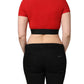 Red Cotton Logo Tape Cropped Short Sleeve T-shirt