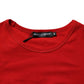 Red Cotton Logo Tape Cropped Short Sleeve T-shirt