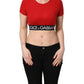 Red Cotton Logo Tape Cropped Short Sleeve T-shirt