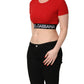 Red Cotton Logo Tape Cropped Short Sleeve T-shirt