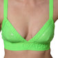Neon Green Soft Cup Logo-Trim Bra Cropped Top
