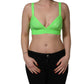 Neon Green Soft Cup Logo-Trim Bra Cropped Top