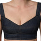 Black Denim Corset Bralette Cotton Cropped Top
