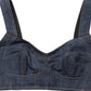 Black Denim Corset Bralette Cotton Cropped Top