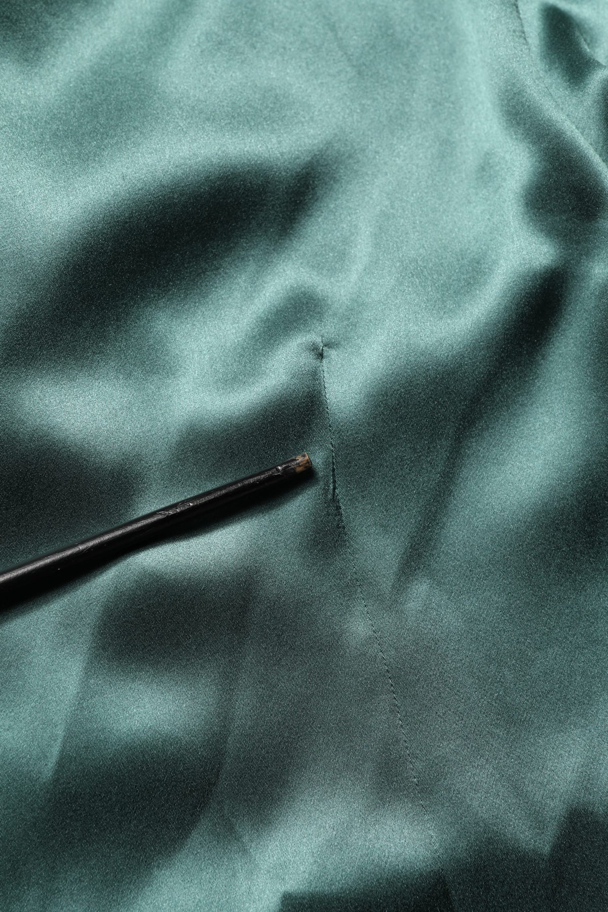 Dark Green Silk Satin Blouse Neck Tie Top