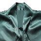 Dark Green Silk Satin Blouse Neck Tie Top