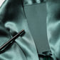 Dark Green Silk Satin Blouse Neck Tie Top
