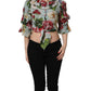 Multicolor Floral Silk Cropped Shirt Top