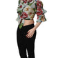 Multicolor Floral Silk Cropped Shirt Top