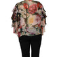 Multicolor Floral Tie-Neck Silk Chiffon Blouse Top