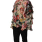 Multicolor Floral Tie-Neck Silk Chiffon Blouse Top