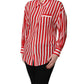 Red White Striped Long Sleeve Silk Blouse Top