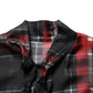 Red Black Plaid Silk Tie-Neck Blouse Top