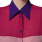 Multicolor Silk Patchwork Shirt Blouse Top