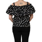 Black White Polka Dot Off Shoulder Top