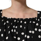 Black White Polka Dot Off Shoulder Top