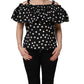 Black White Polka Dot Off Shoulder Top