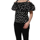 Black White Polka Dot Off Shoulder Top