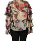 Multicolor Floral Tie-Neck Silk Chiffon Blouse Top