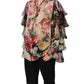 Multicolor Floral Tie-Neck Silk Chiffon Blouse Top