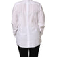 White Cotton Long Sleeve Button-Up Shirt Top