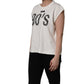 White Cotton Graphic Sleeveless Tank Top