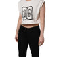 White Cotton DG Logo Print Cropped Jersey Top