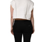White Cotton DG Logo Print Cropped Jersey Top