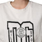 White Cotton DG Logo Print Cropped Jersey Top