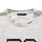 White Cotton DG Logo Print Cropped Jersey Top