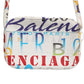 White Graffiti Print Leather Mini City Handbag