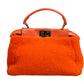 Orange Leather and Shearling Mini Peekaboo Top Handle Bag