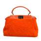 Orange Leather and Shearling Mini Peekaboo Top Handle Bag