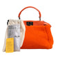 Orange Leather and Shearling Mini Peekaboo Top Handle Bag