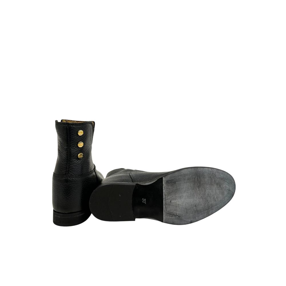Black Leather Women Boot