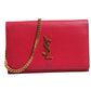 Red Leather Monogram Wallet on Chain